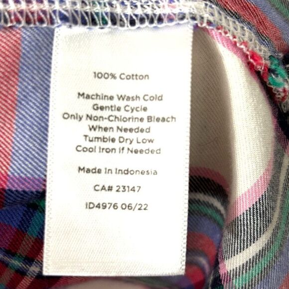 Talbots cotton plaid red, blue, green, white button up shirt XL - Picture 8 of 10